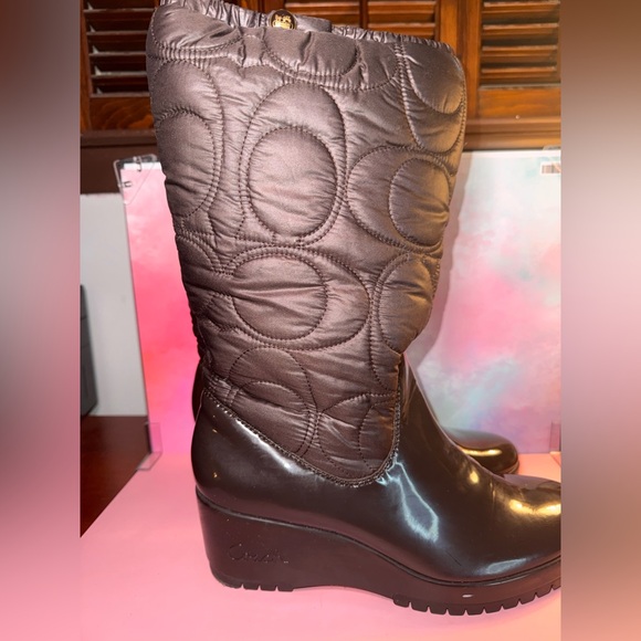 Coach Dark Brown Quilted Winter Boots - Picture 2 of 9